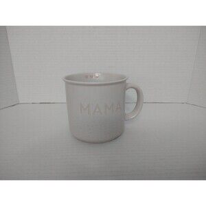 Rachel Zoe Pale Pink MAMA Coffee Tea Mug Speckled 3 Hearts inner rim pottery mom